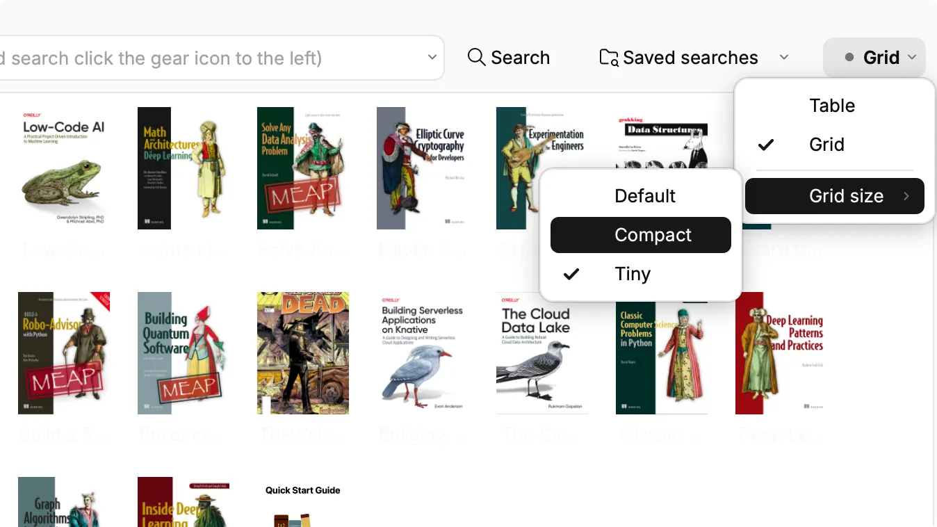 The cover grid with every cover the same shape