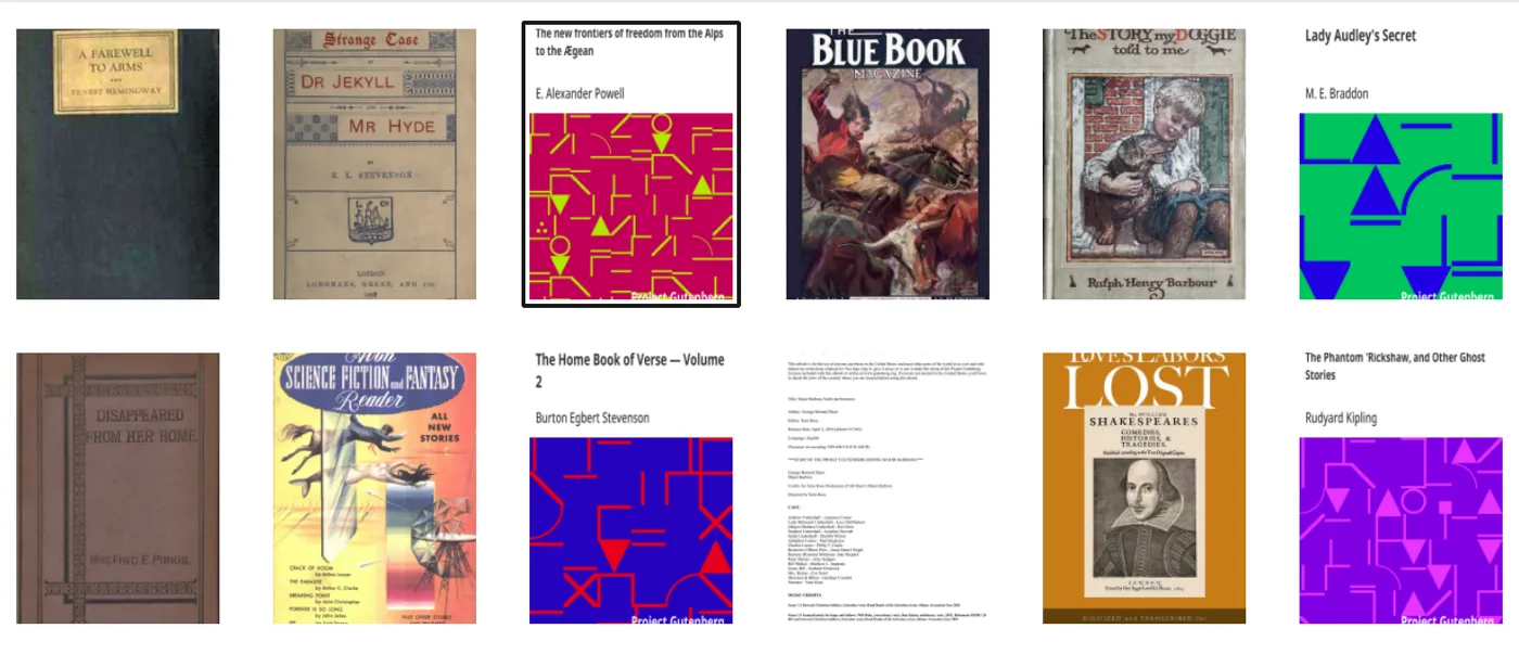 The cover grid with every cover cropped to one shape
