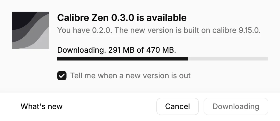 The update window part way through a download